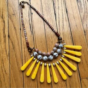 Anthropologie Yellow and Brown Necklace with Bold Beads